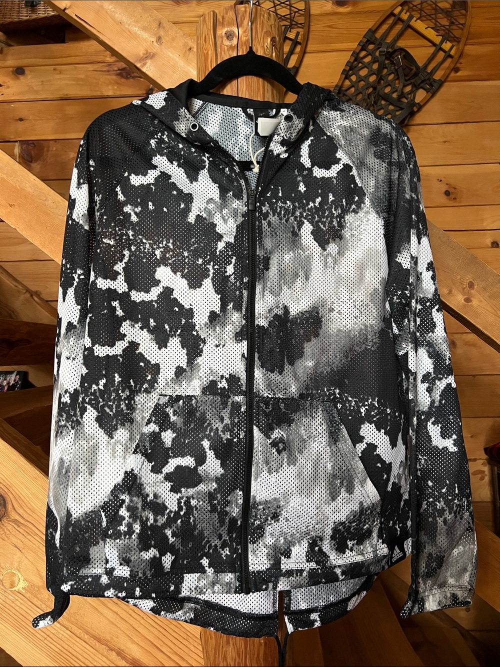 Adidas Sport ID Mesh Full Zip Hoodie black white Medium